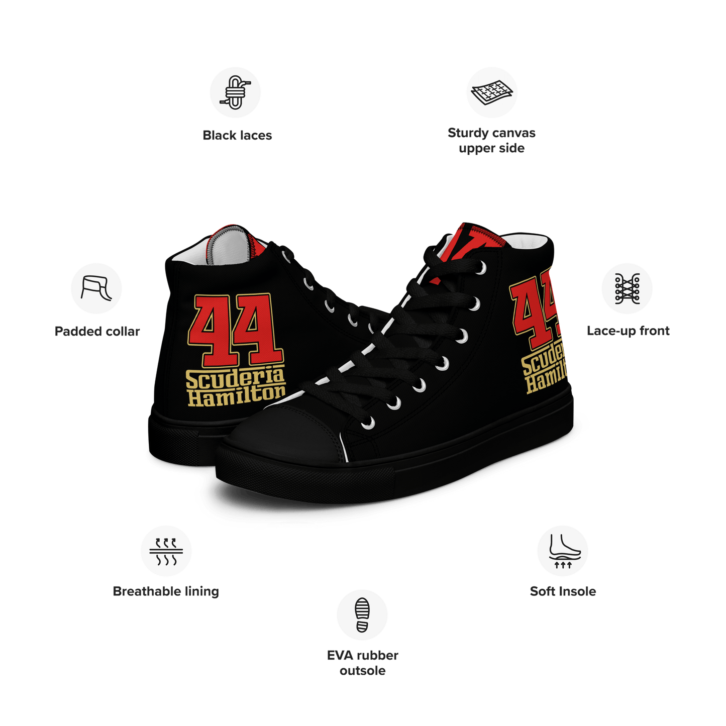 Lewis Hamilton Scuderia 44 Racing High - Top Sneakers - Men's - Mooving Merch