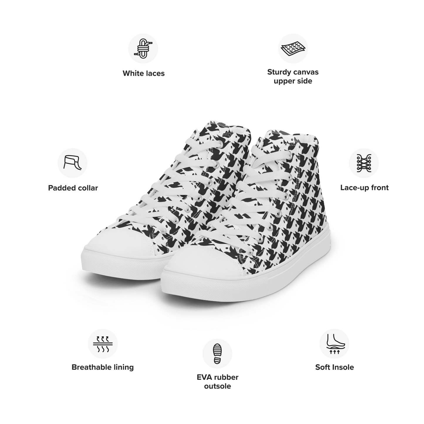 M.C. Escher Design High - Top Ladies Canvas Sneakers - US 5 to 12 - Mooving Merch