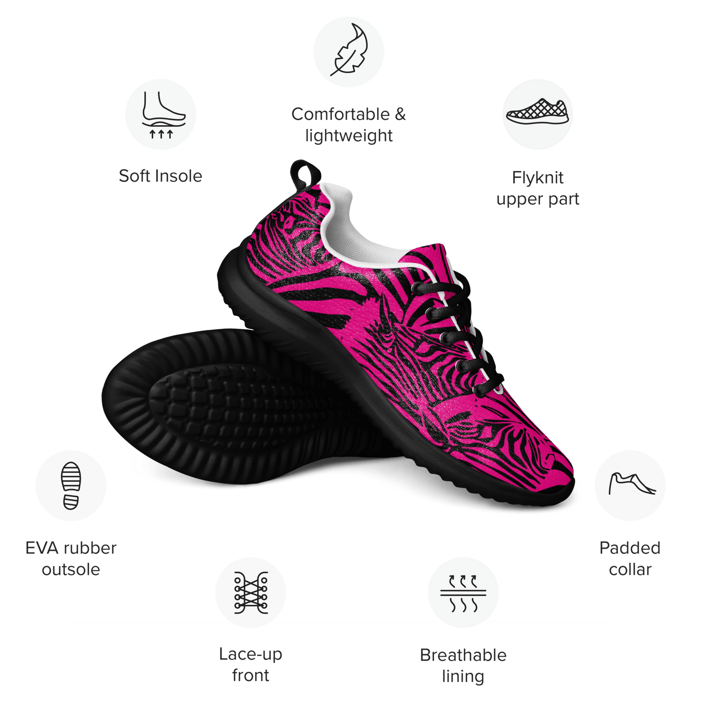 M.C. Escher Zebra Print Ladies Athletic Sneakers/Trainers - US 5 to 12 - Mooving Merch