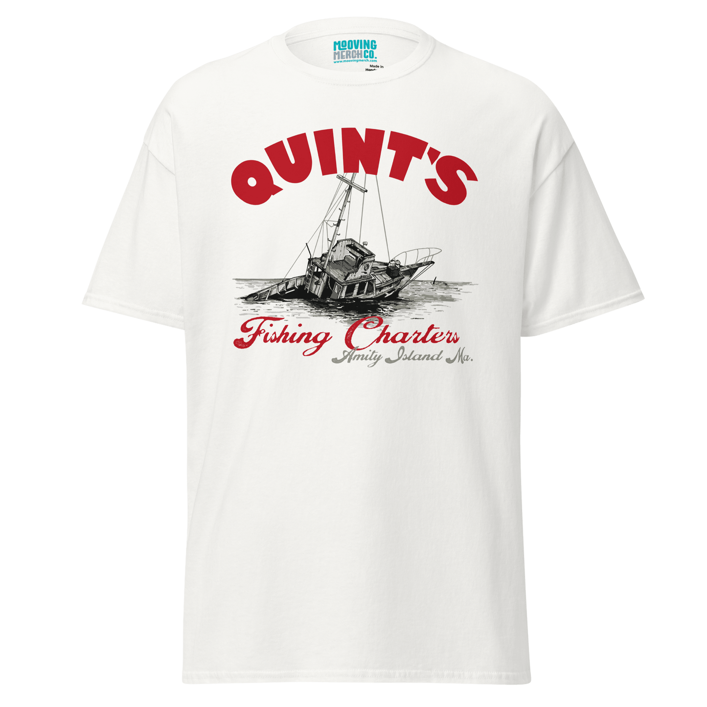 Quint's Fishing Charters Jaws Movie T-Shirt - 10 Colors - Unisex - Mooving Merch
