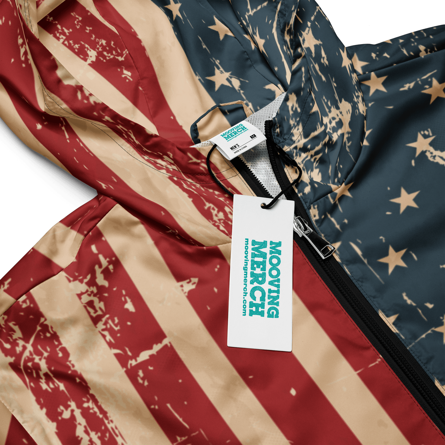 Vintage American Flag Printed Men's Windbreaker - XS - 3XL - Mooving Merch