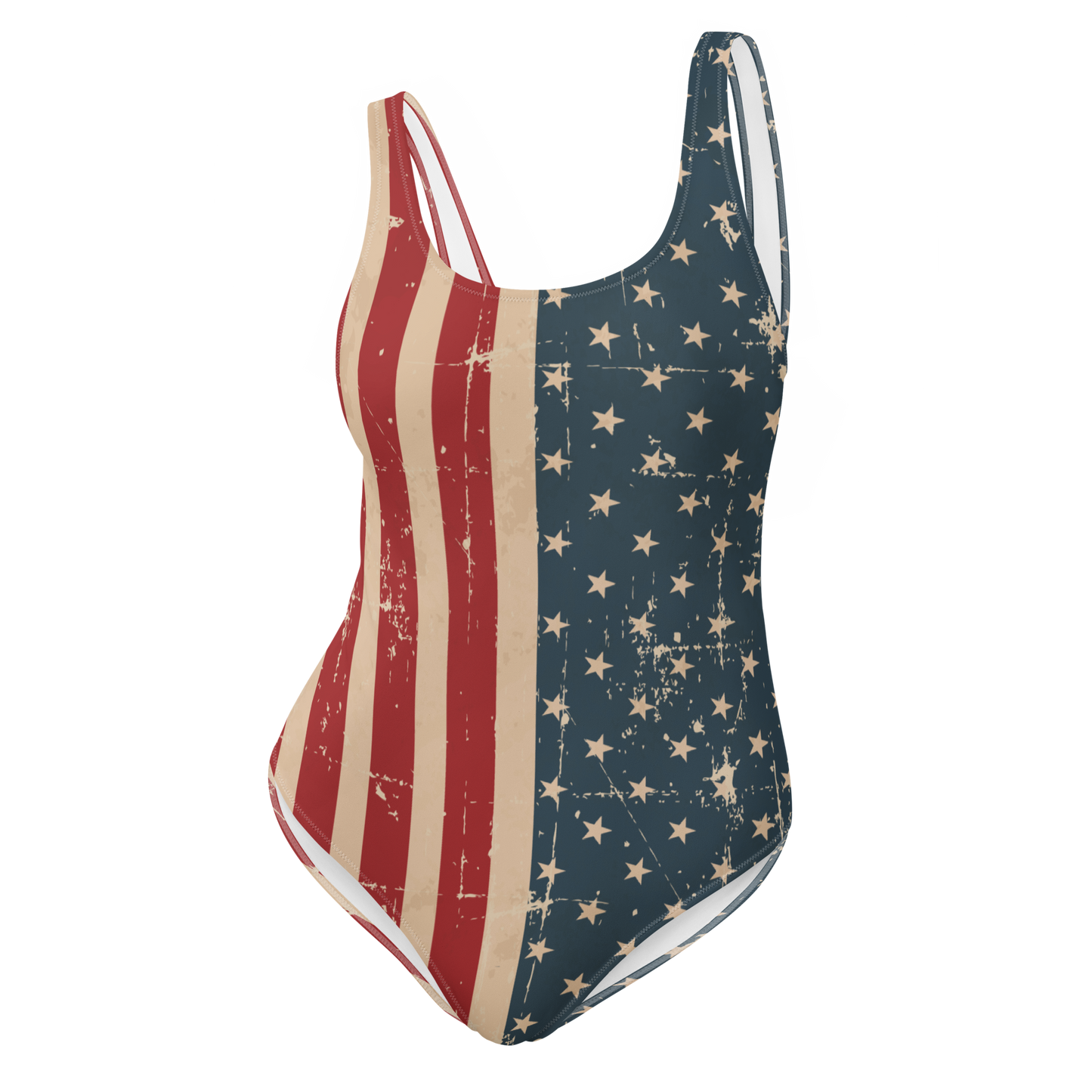 Traje de baño de una pieza con bandera estadounidense desgastada (tallas XS a 3XL)