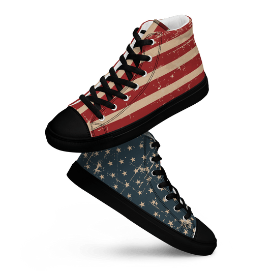 American Flag Ladies High - Top Canvas Sneakers - US 5 to 12 - Mooving Merch
