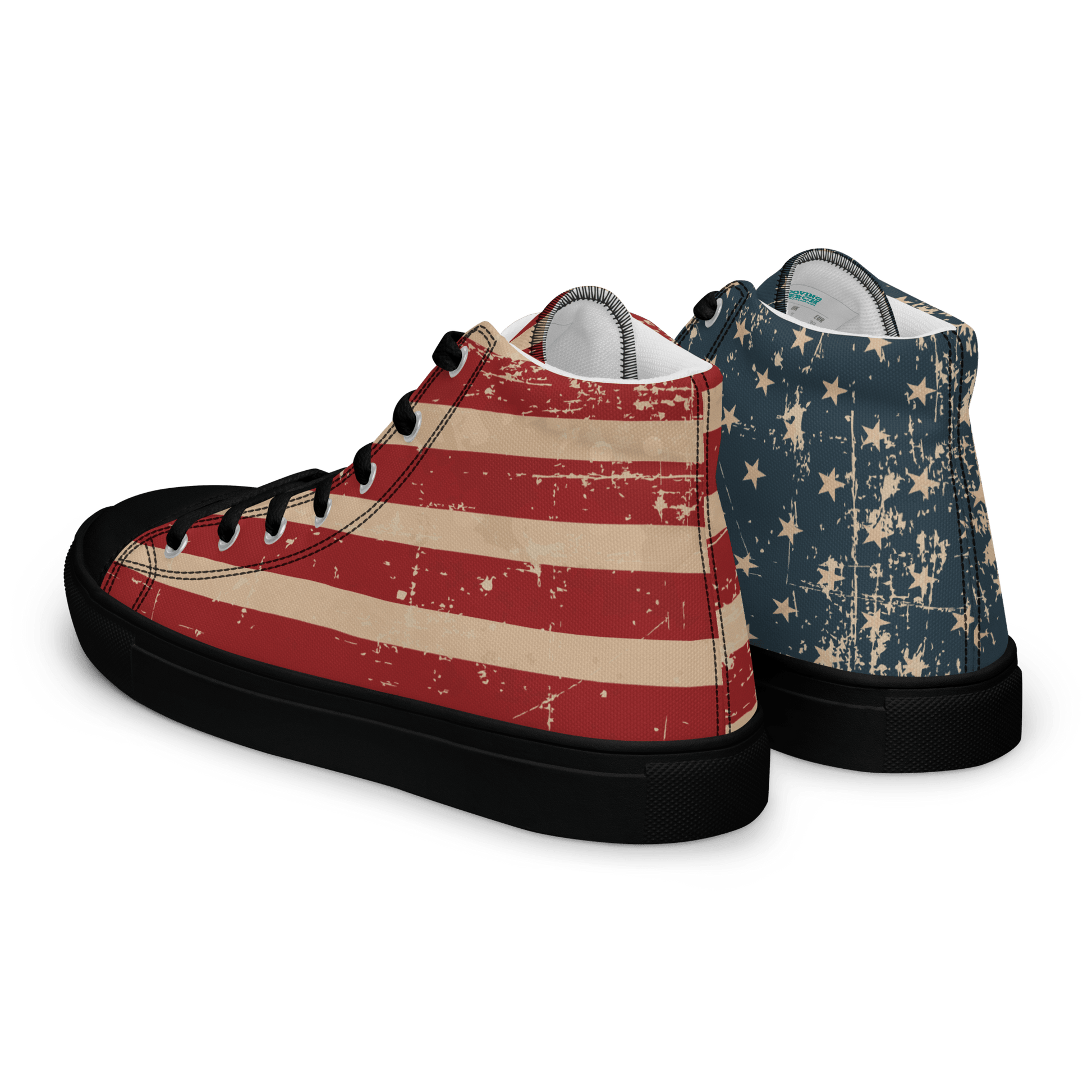 American Flag Ladies High - Top Canvas Sneakers - US 5 to 12 - Mooving Merch