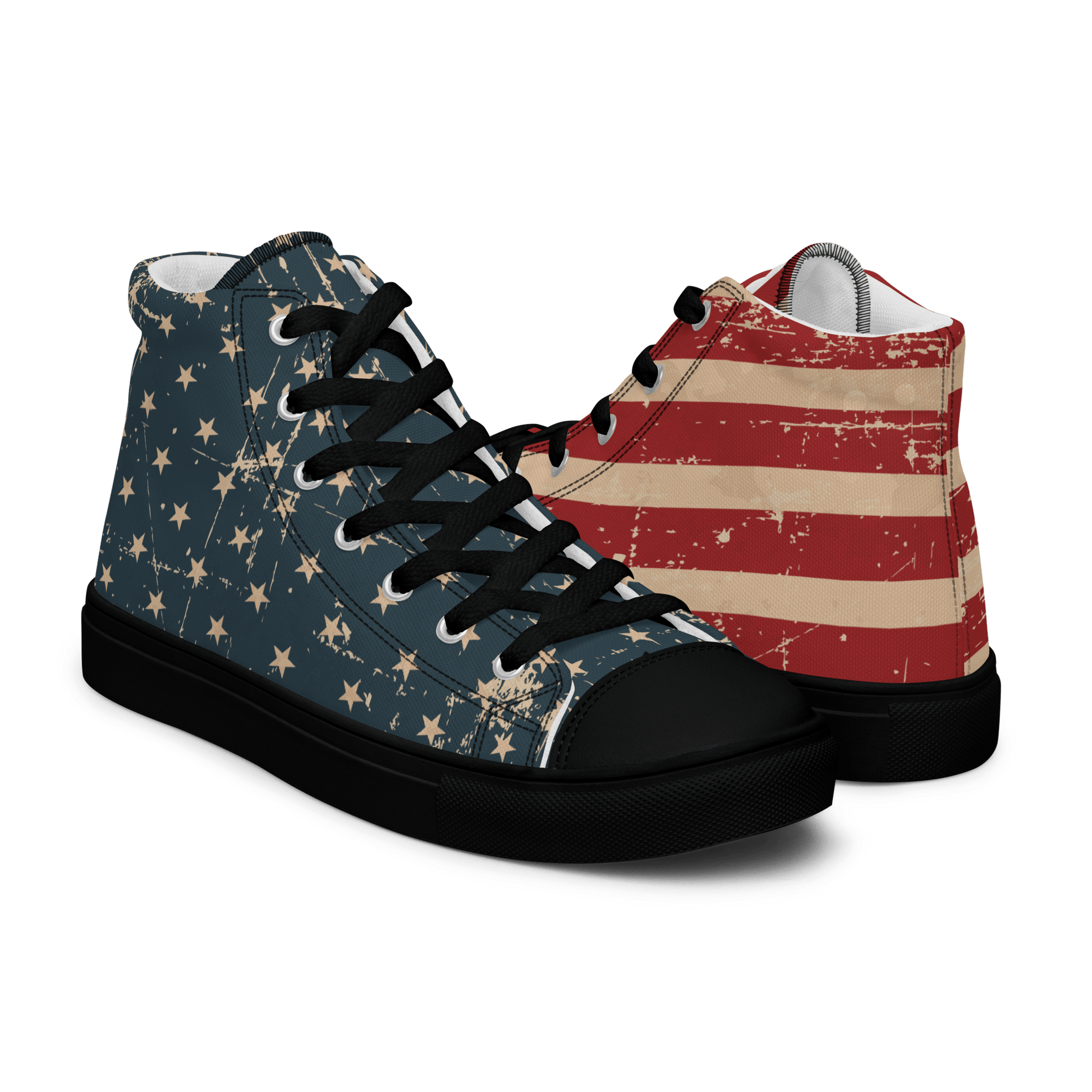 American Flag Men’s High - Top Canvas Sneakers - US 5 to 13 - Mooving Merch