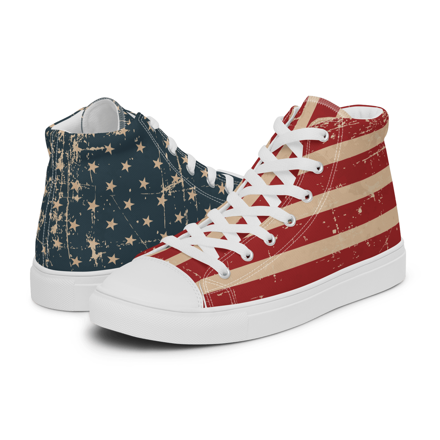 American Flag Men’s High - Top Canvas Sneakers - US 5 to 13 - Mooving Merch