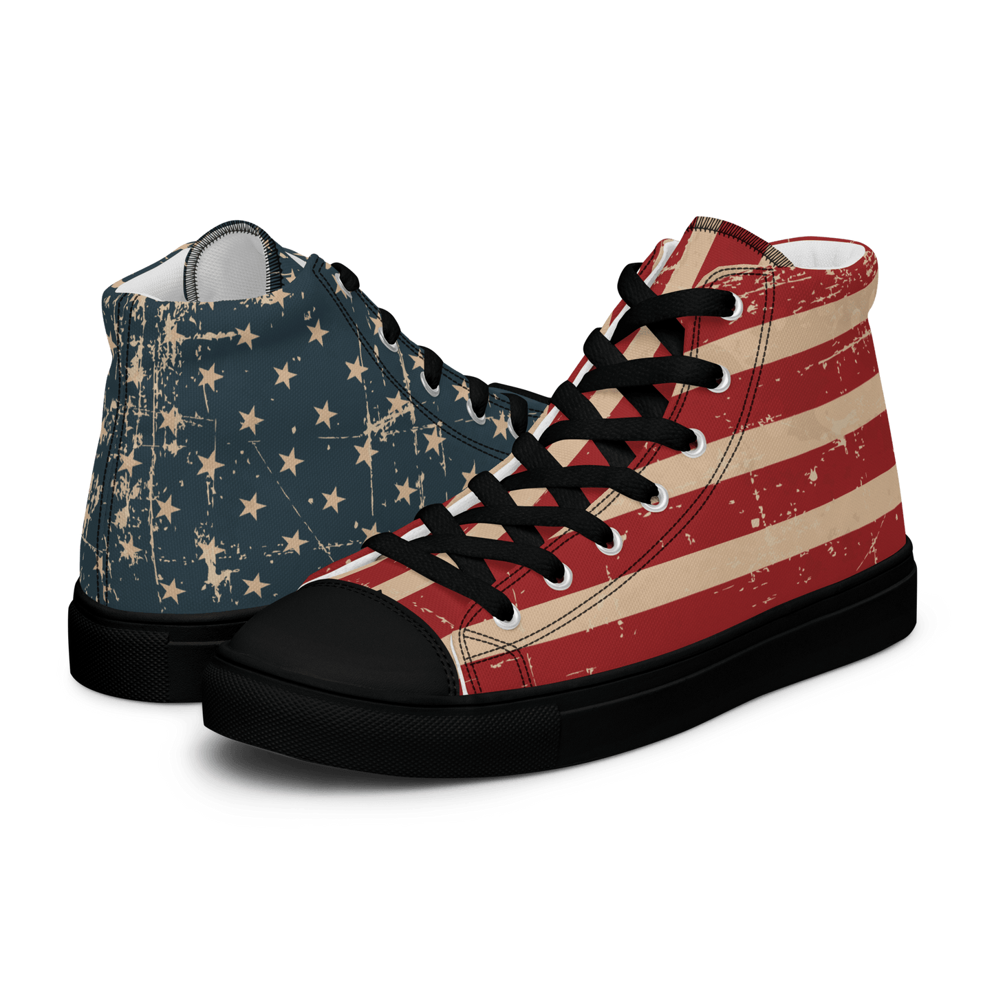 American Flag Men’s High - Top Canvas Sneakers - US 5 to 13 - Mooving Merch