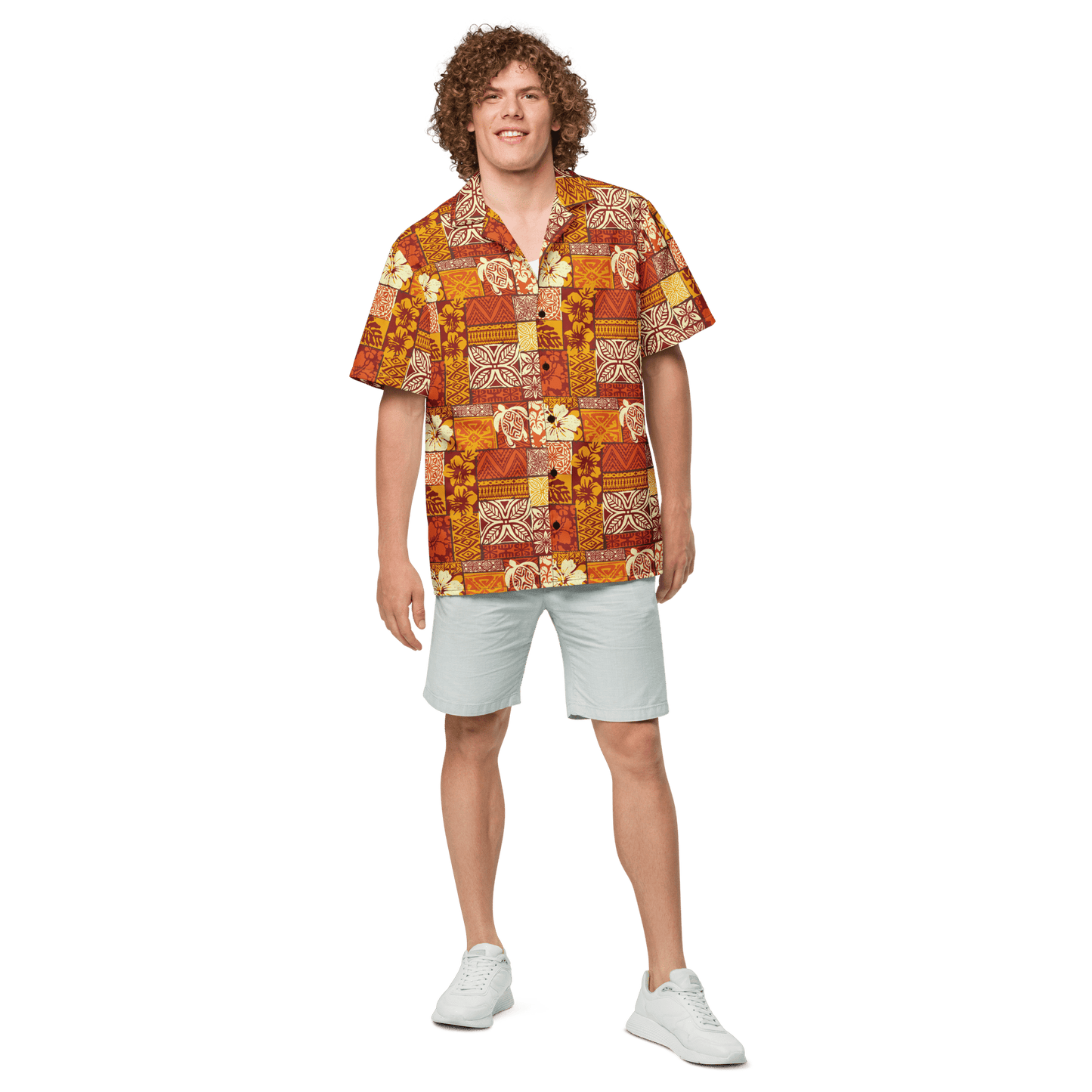 Batik Print Surf Design Button - Up Shirt - Unisex 2XS to 6XL - Mooving Merch