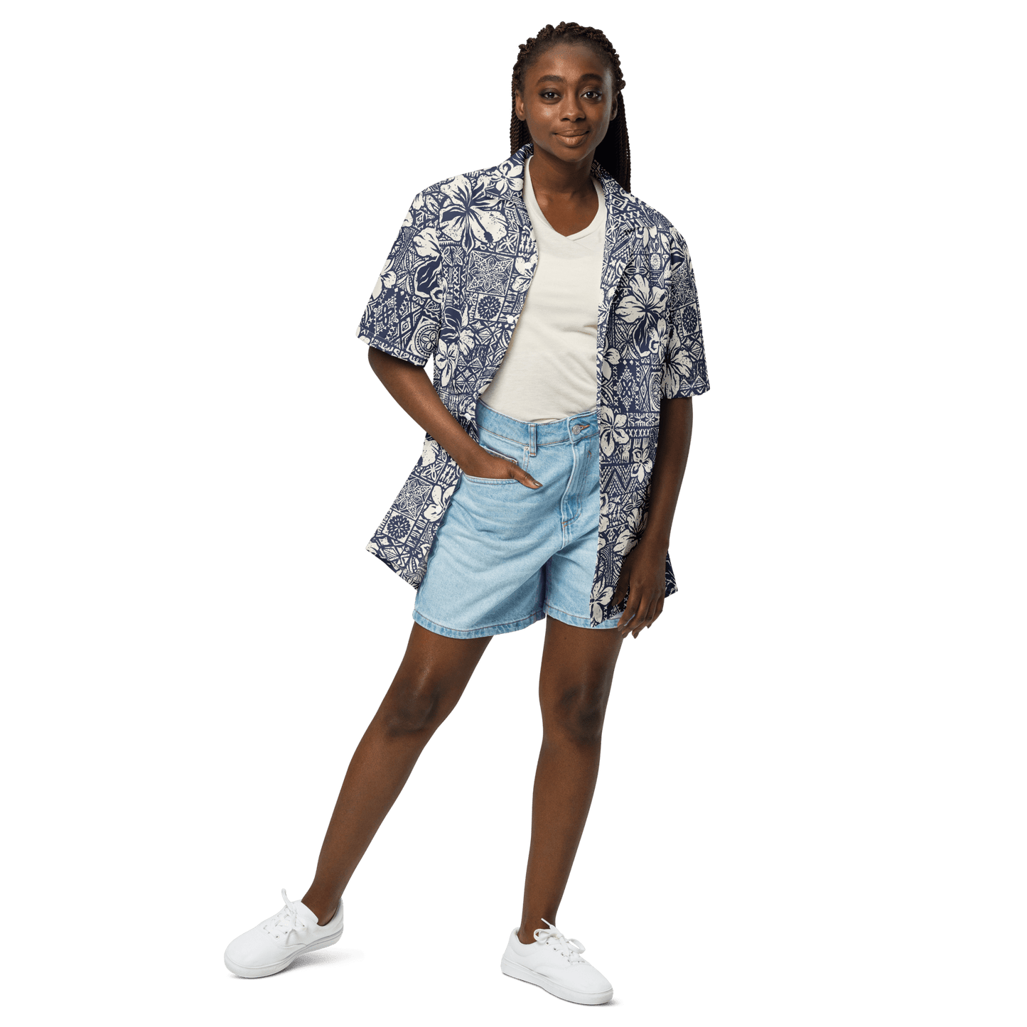 Batik Print Surf Design Button - Up Shirt - Unisex 2XS to 6XL - Mooving Merch