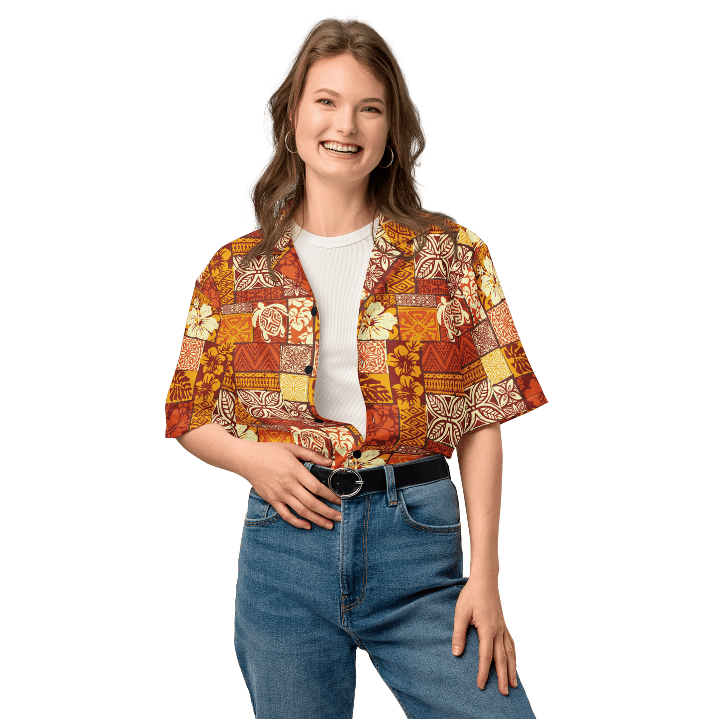 Batik Print Surf Design Button - Up Shirt - Unisex 2XS to 6XL - Mooving Merch