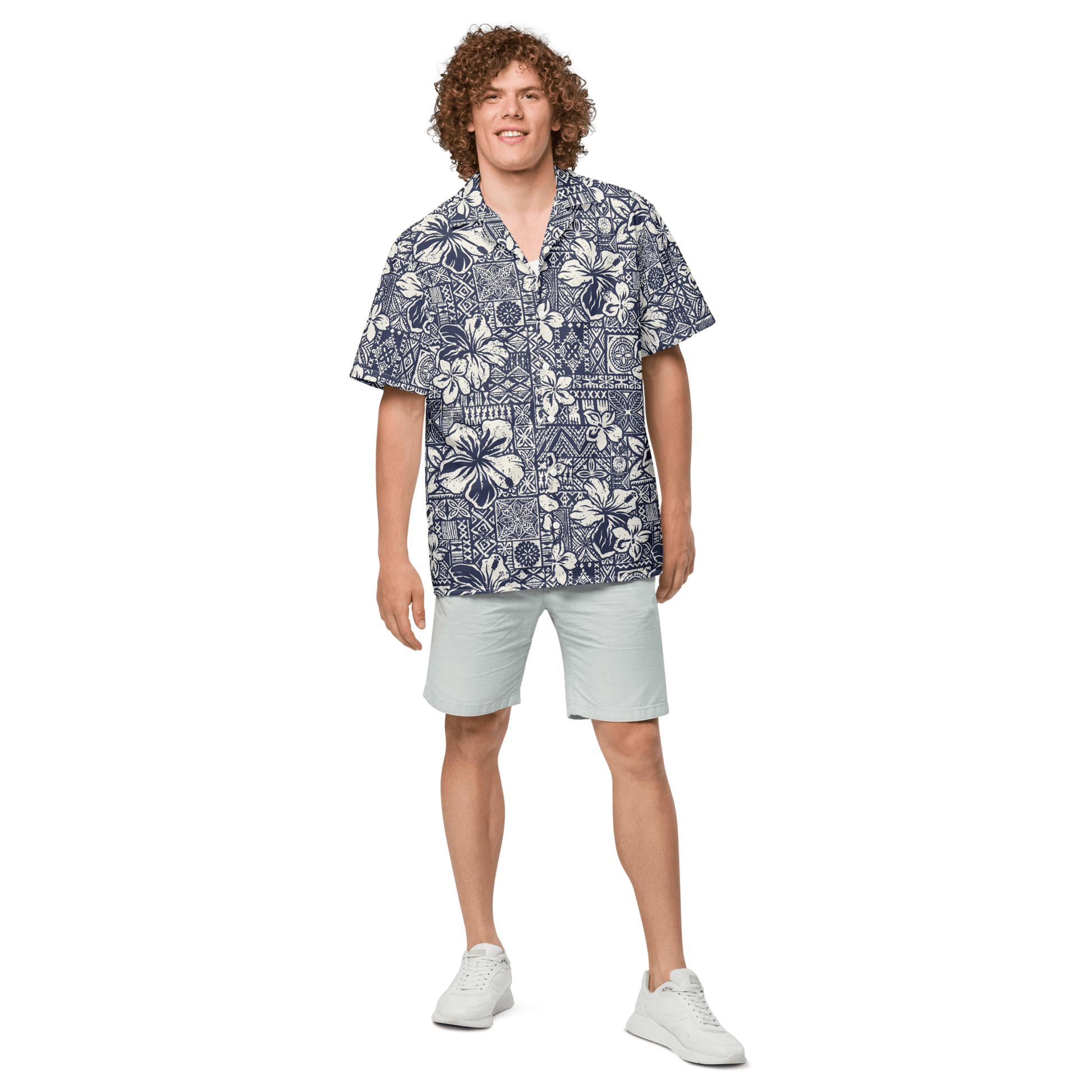 Batik Print Surf Design Button - Up Shirt - Unisex 2XS to 6XL - Mooving Merch