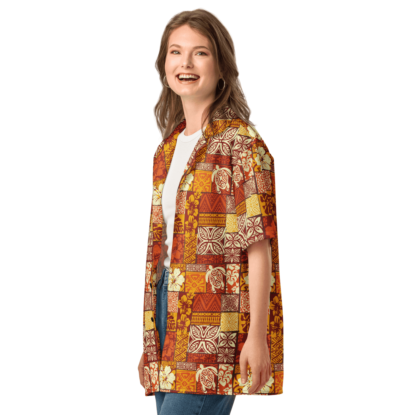 Batik Print Surf Design Button - Up Shirt - Unisex 2XS to 6XL - Mooving Merch