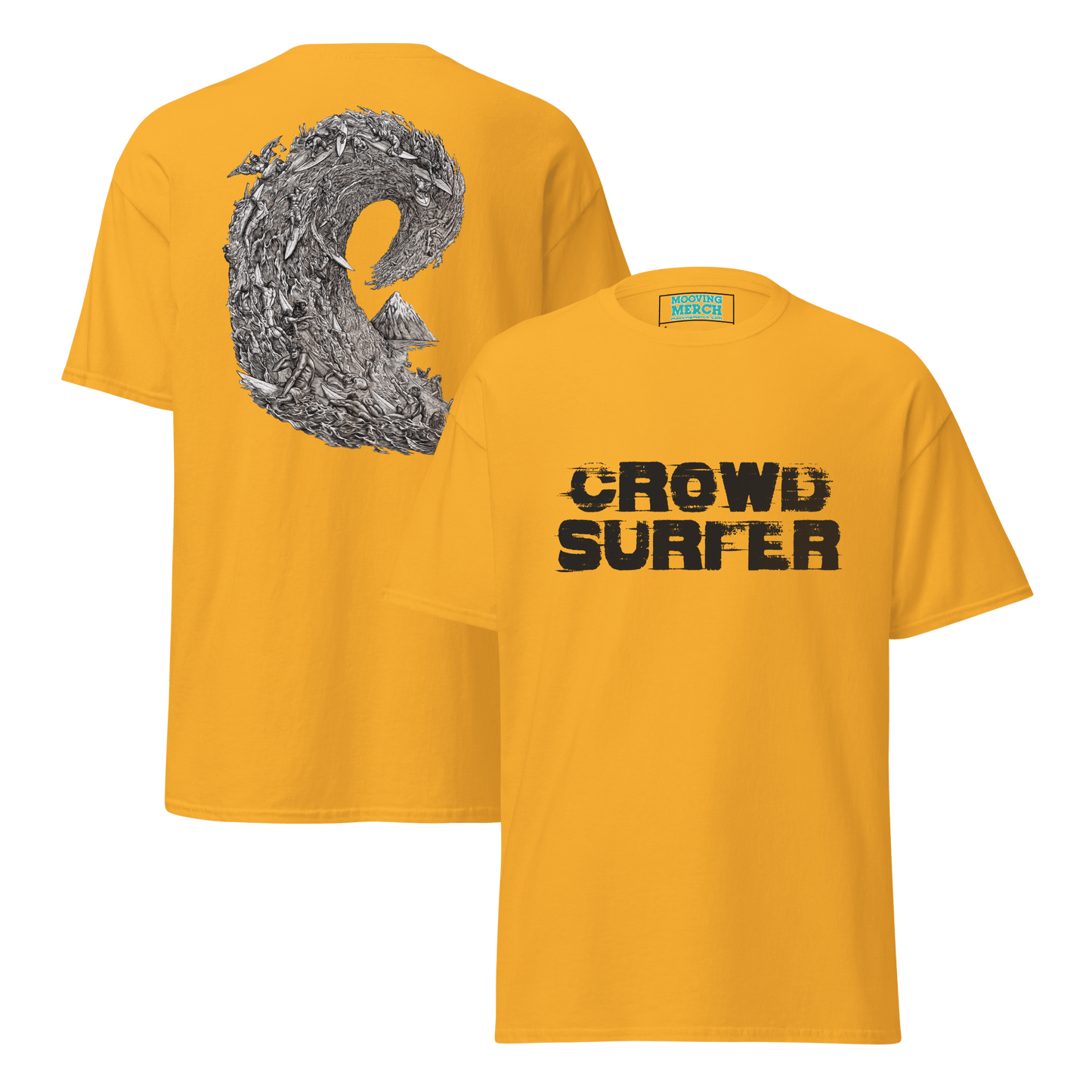 Crowd Surfer Surfing T-Shirt - 12 Cols! - S to 5XL - Mooving Merch