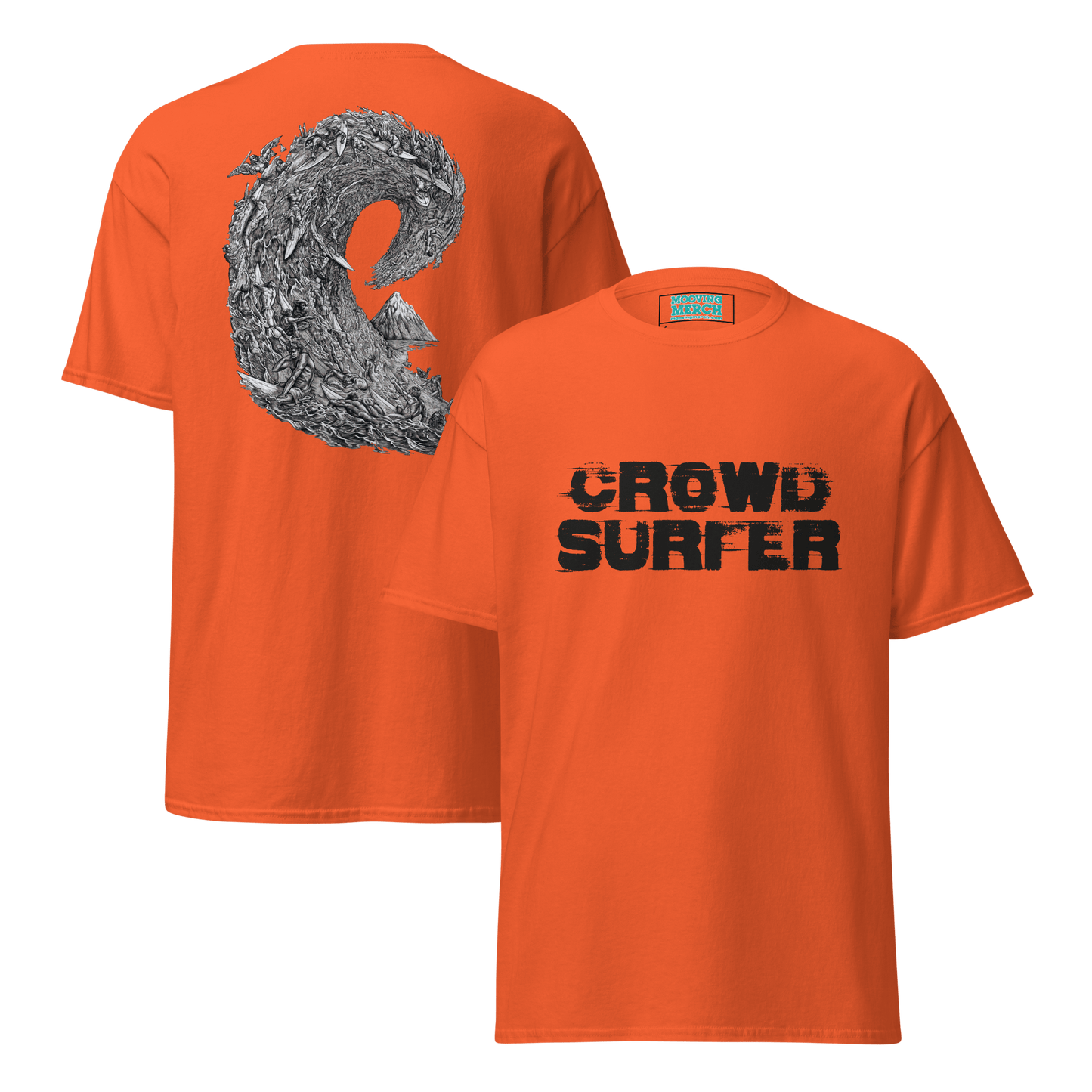 Crowd Surfer Surfing T-Shirt - 12 Cols! - S to 5XL - Mooving Merch