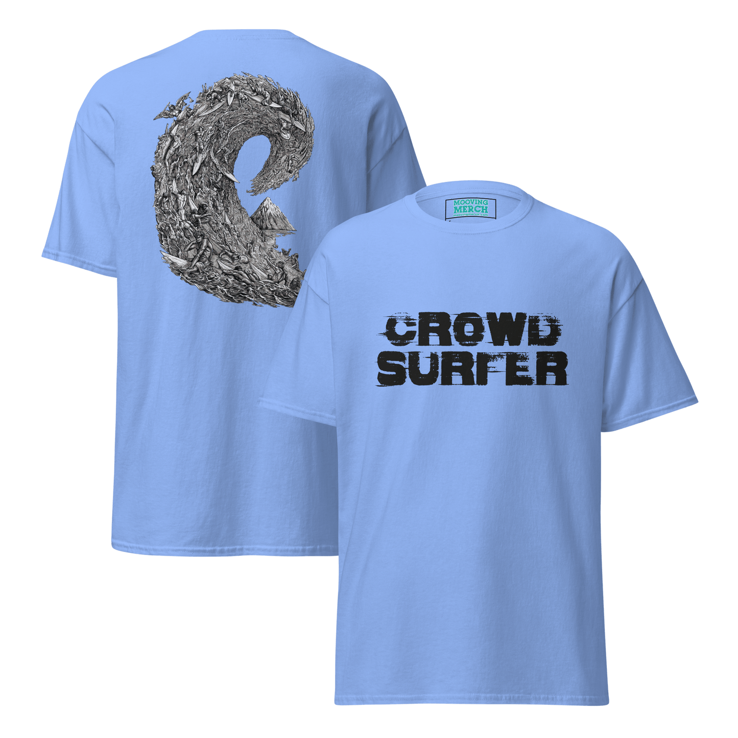 Crowd Surfer Surfing T-Shirt - 12 Cols! - S to 5XL - Mooving Merch