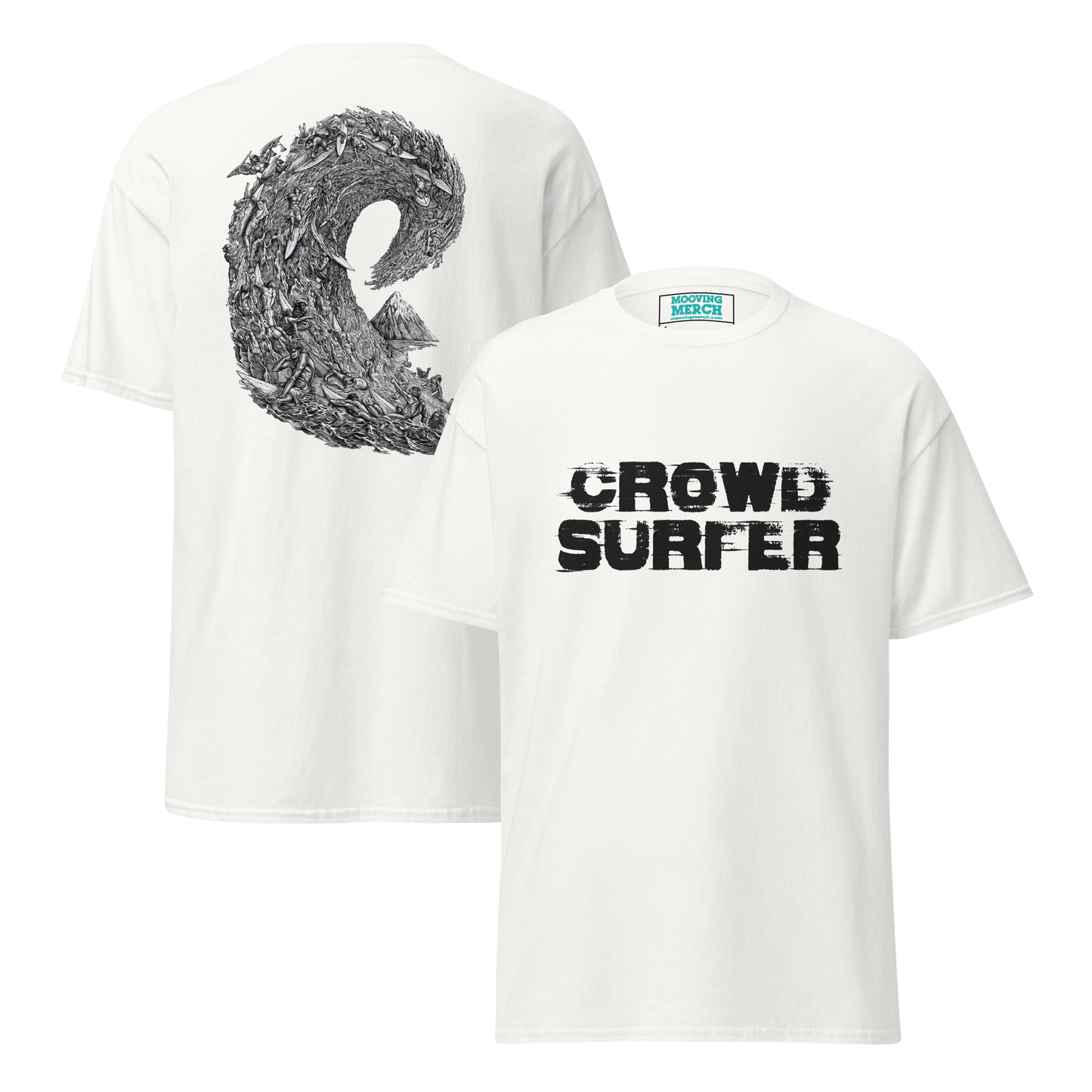 Crowd Surfer Surfing T-Shirt - 12 Cols! - S to 5XL - Mooving Merch