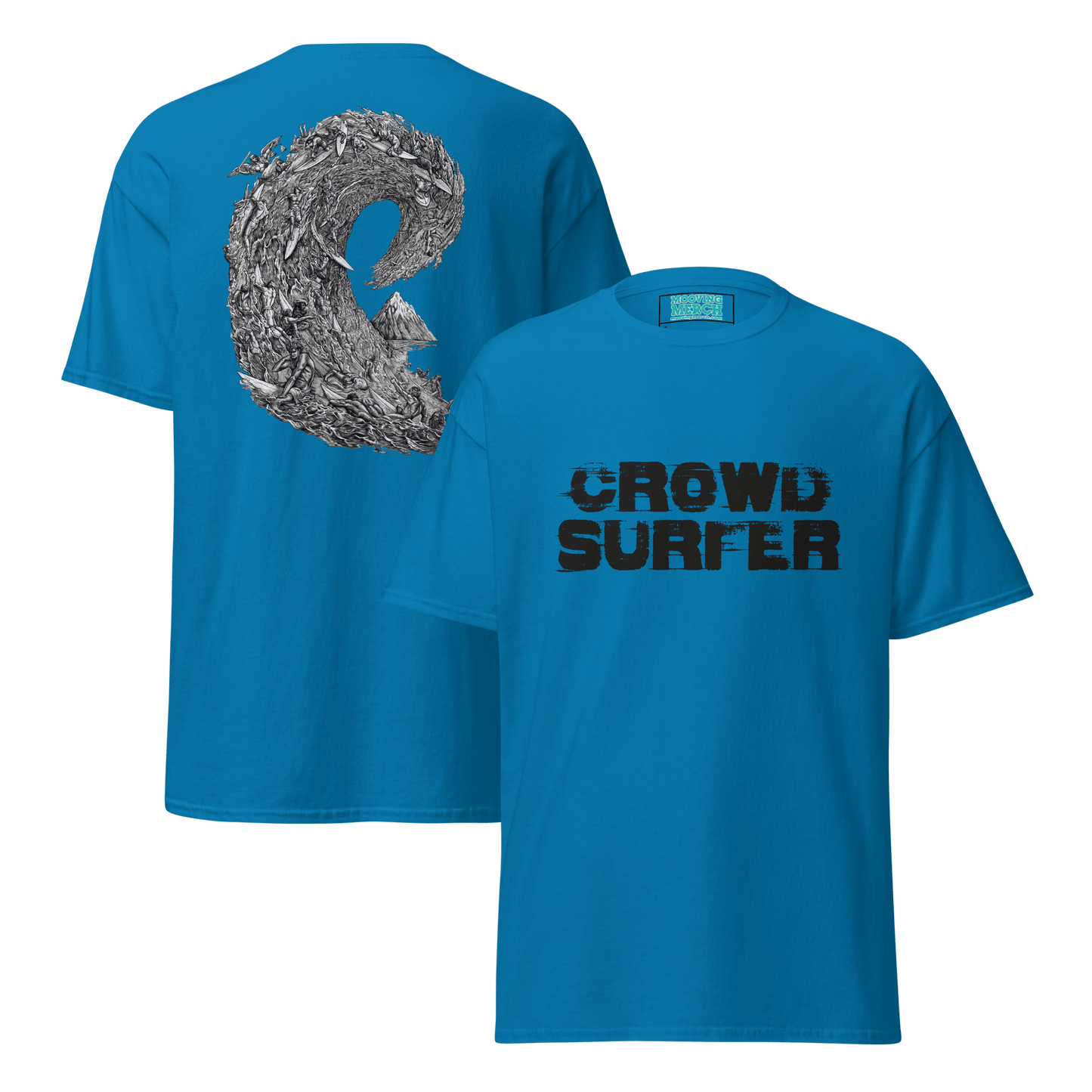 Crowd Surfer Surfing T-Shirt - 12 Cols! - S to 5XL - Mooving Merch