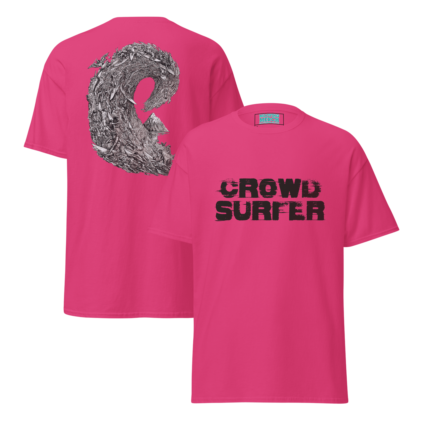 Crowd Surfer Surfing T-Shirt - 12 Cols! - S to 5XL - Mooving Merch