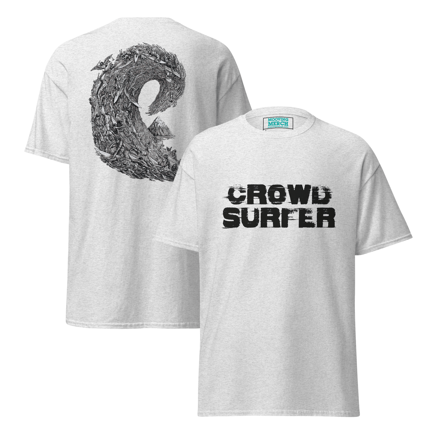 Crowd Surfer Surfing T-Shirt - 12 Cols! - S to 5XL - Mooving Merch