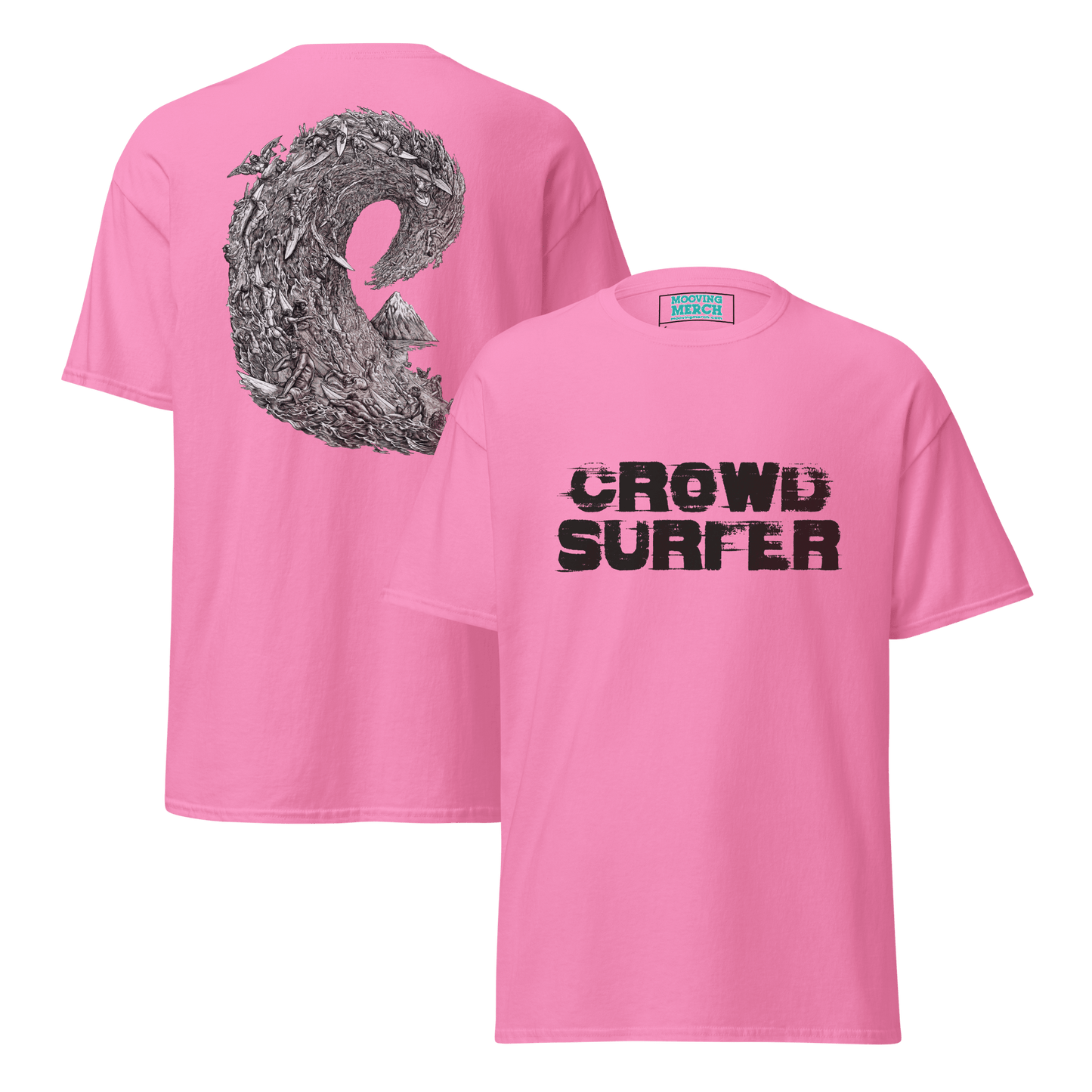 Crowd Surfer Surfing T-Shirt - 12 Cols! - S to 5XL - Mooving Merch