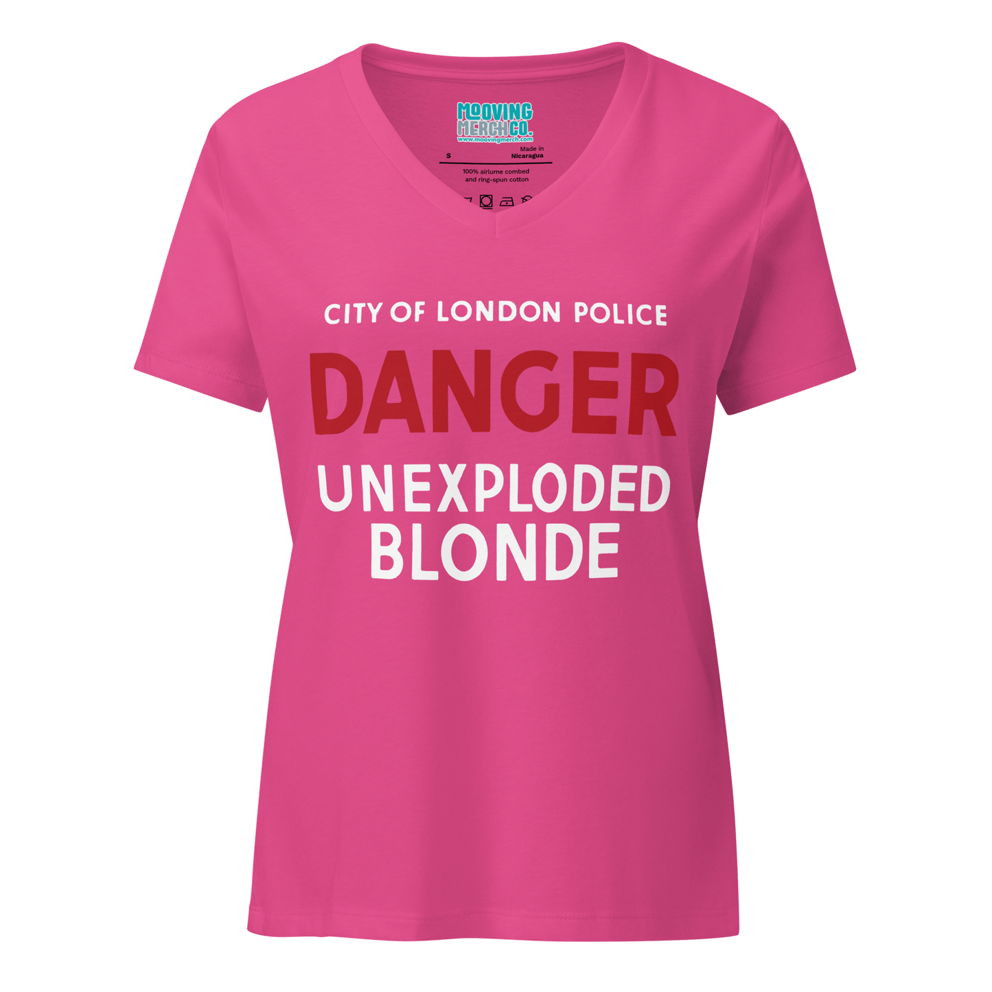 Danger Unexploded Blonde Nostalgia V - Neck T-Shirt - Ladies - Mooving Merch