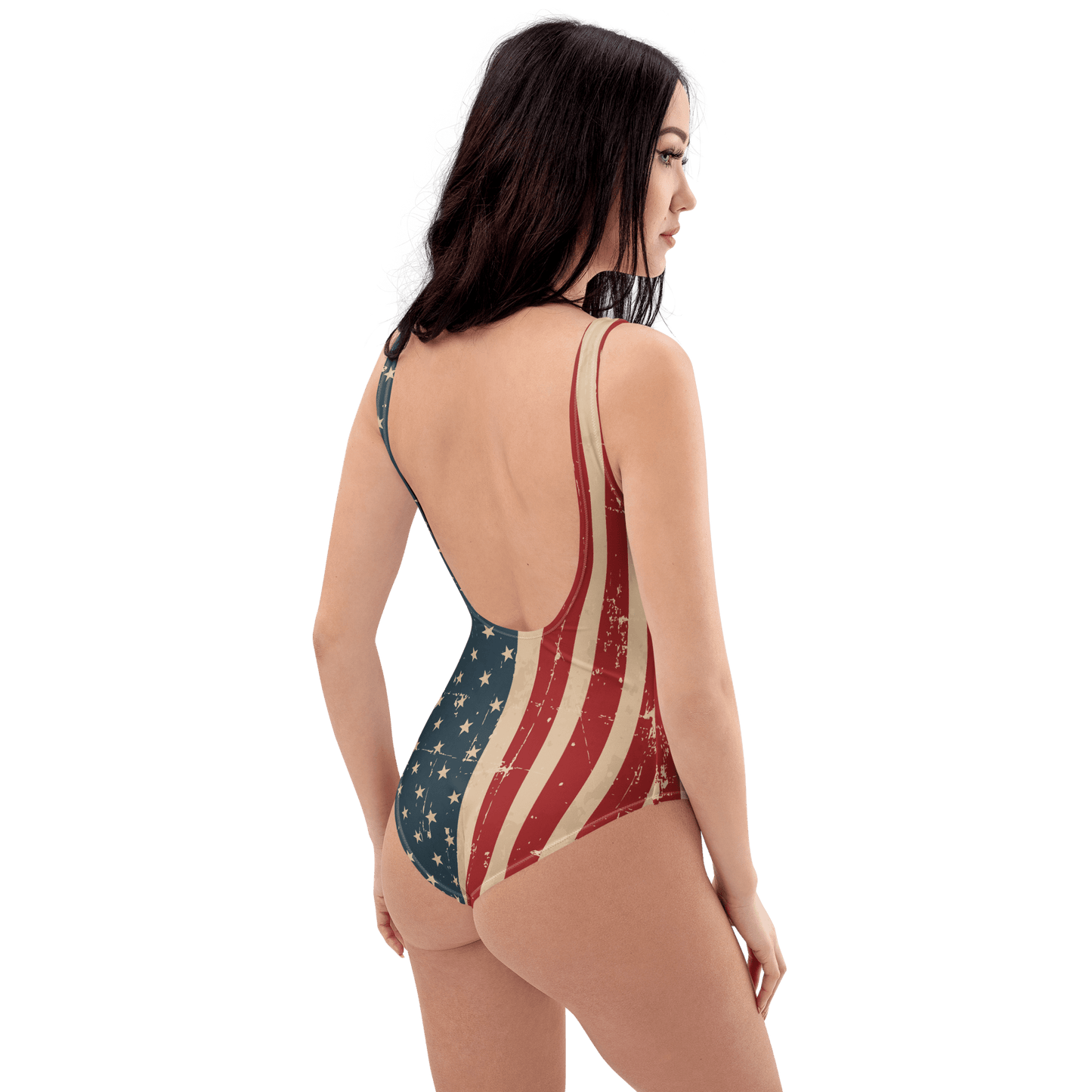 Distressed American Flag One - Piece Swimsuit - XS to 3XL - Mooving Merch