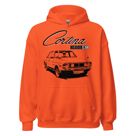 Ford Cortina Mk2 1600E Retro Hoodie - Unisex - Mooving Merch