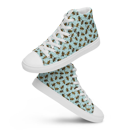 Honey Bee Design High - Top Canvas Ladies Sneakers - Mooving Merch