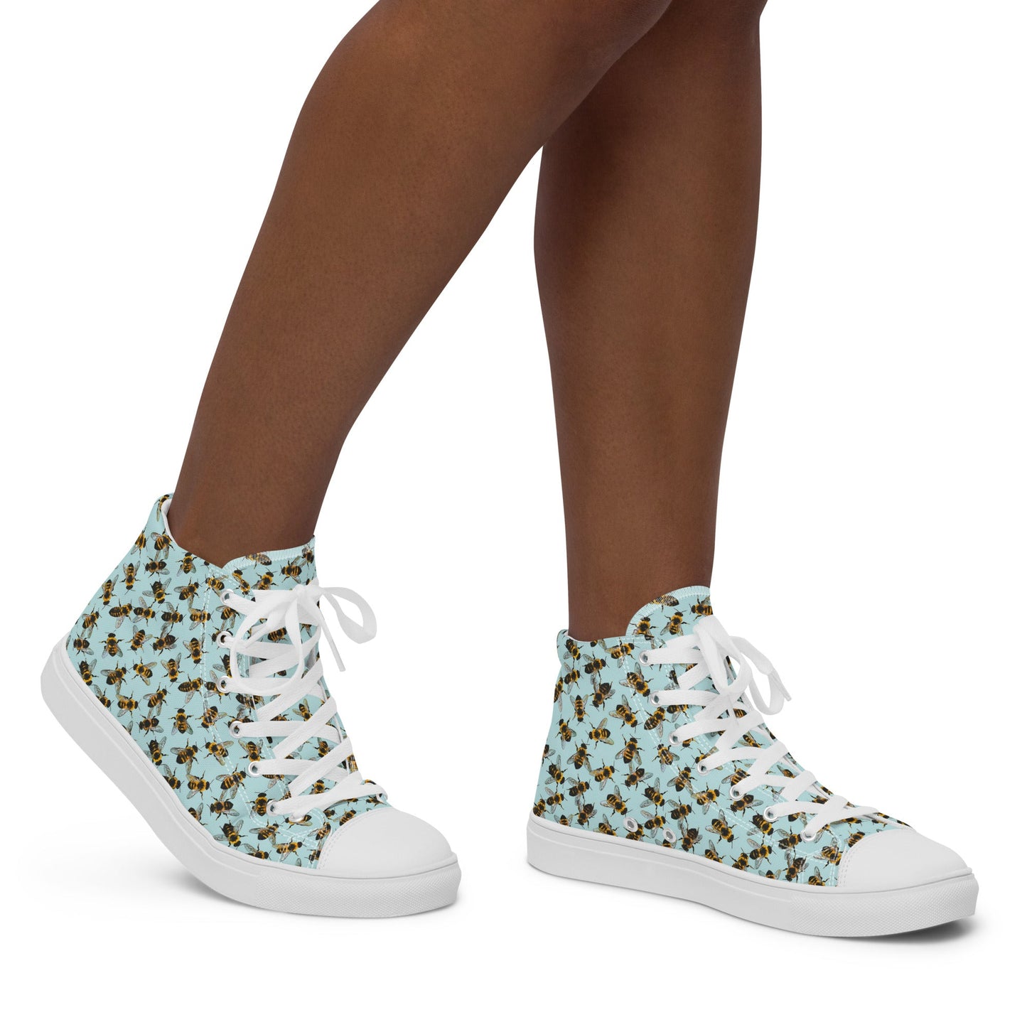 Honey Bee Design High - Top Canvas Ladies Sneakers - Mooving Merch