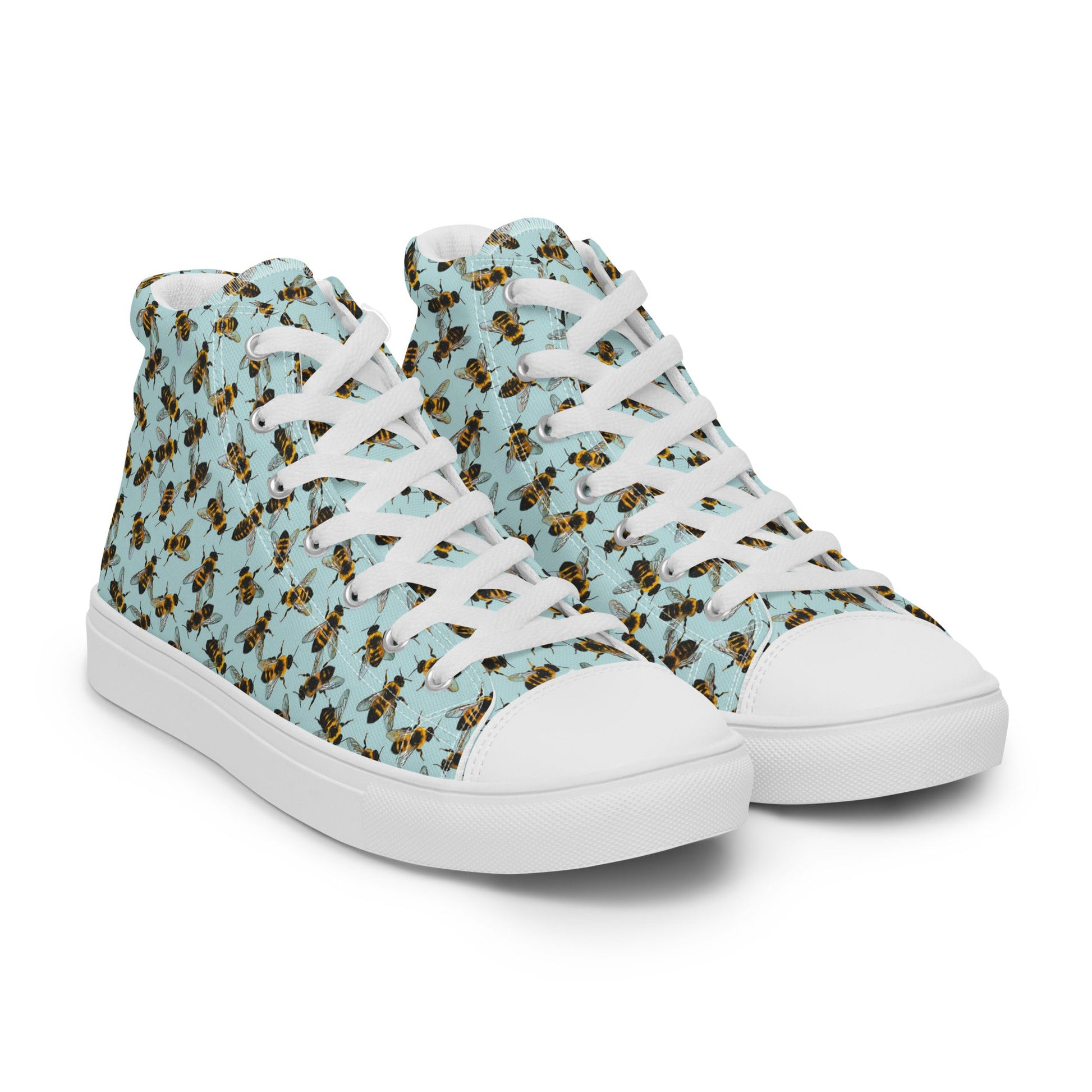 Honey Bee Design High - Top Canvas Ladies Sneakers - Mooving Merch