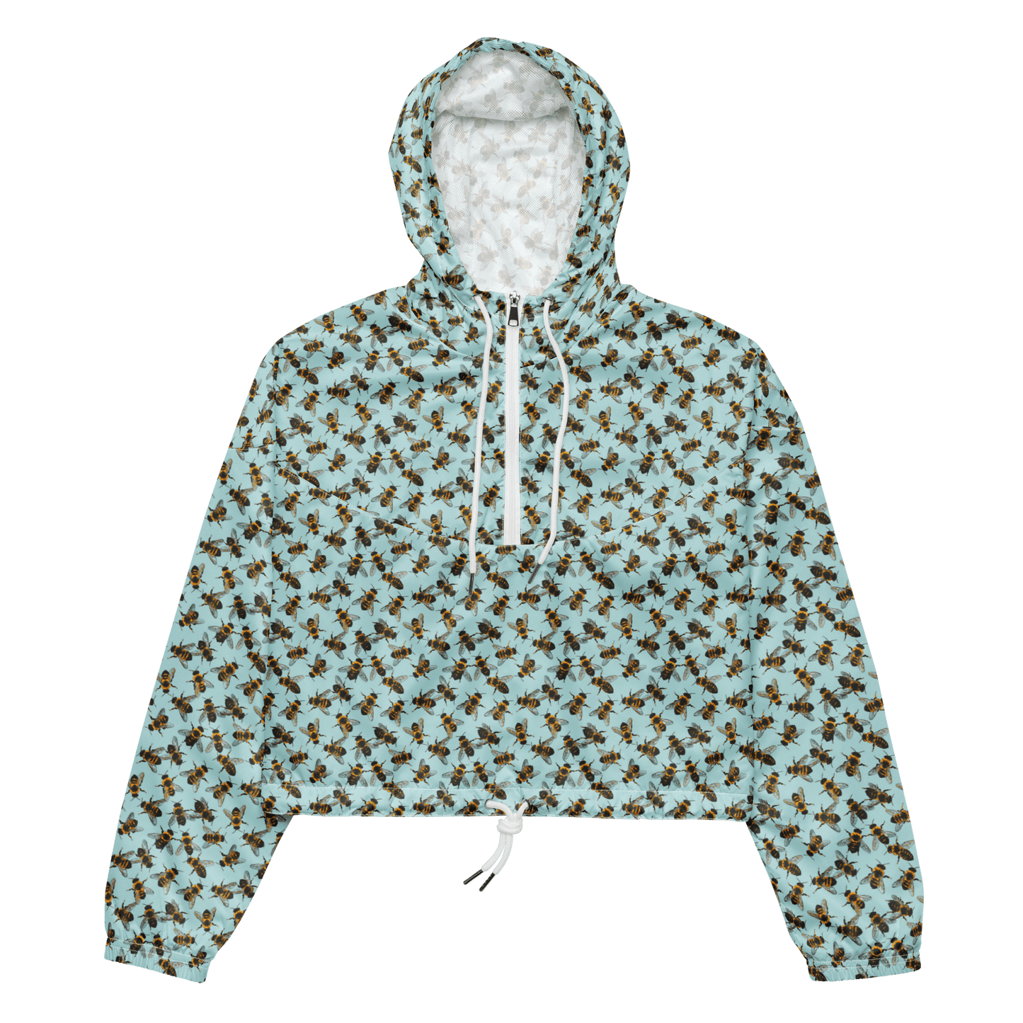 Honey Bee Printed Ladies Cropped Windbreaker - XS to 2XL - Mooving Merch