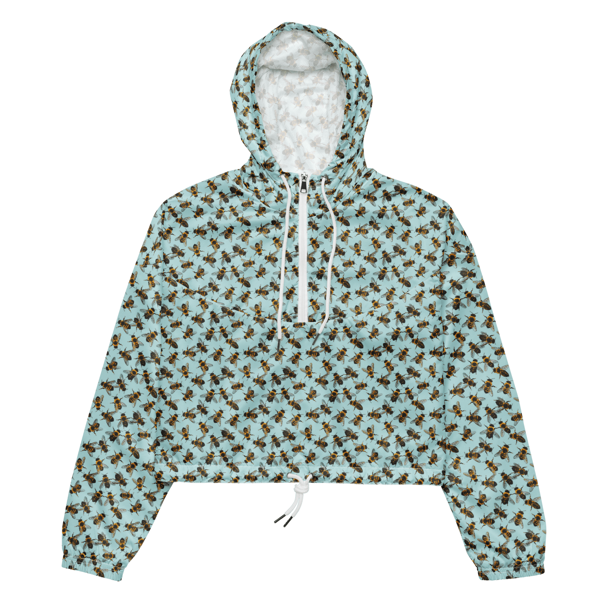 Honey Bee Printed Ladies Cropped Windbreaker - XS to 2XL - Mooving Merch