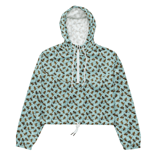 Honey Bee Printed Ladies Cropped Windbreaker - XS to 2XL - Mooving Merch