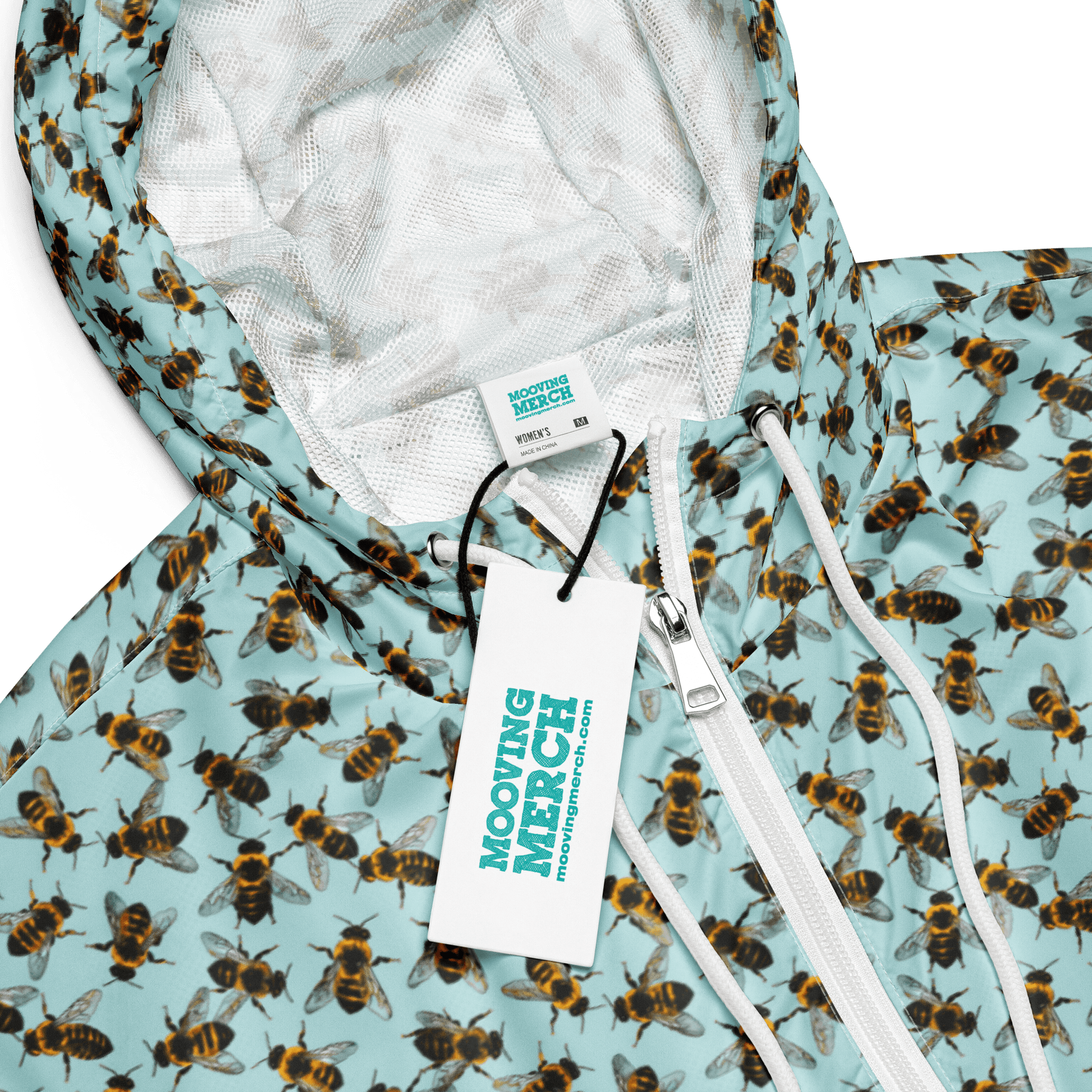 Honey Bee Printed Ladies Cropped Windbreaker - XS to 2XL - Mooving Merch