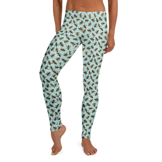 Honey Bee Printed Ladies Leggings - XS to XL - Mooving Merch