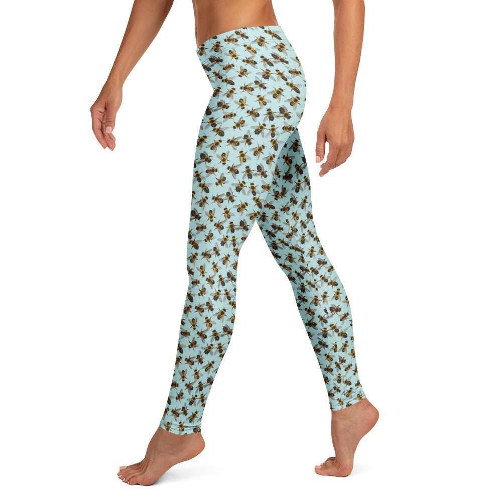 Honey Bee Printed Ladies Leggings - XS to XL - Mooving Merch