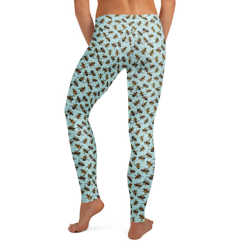 Honey Bee Printed Ladies Leggings - XS to XL - Mooving Merch
