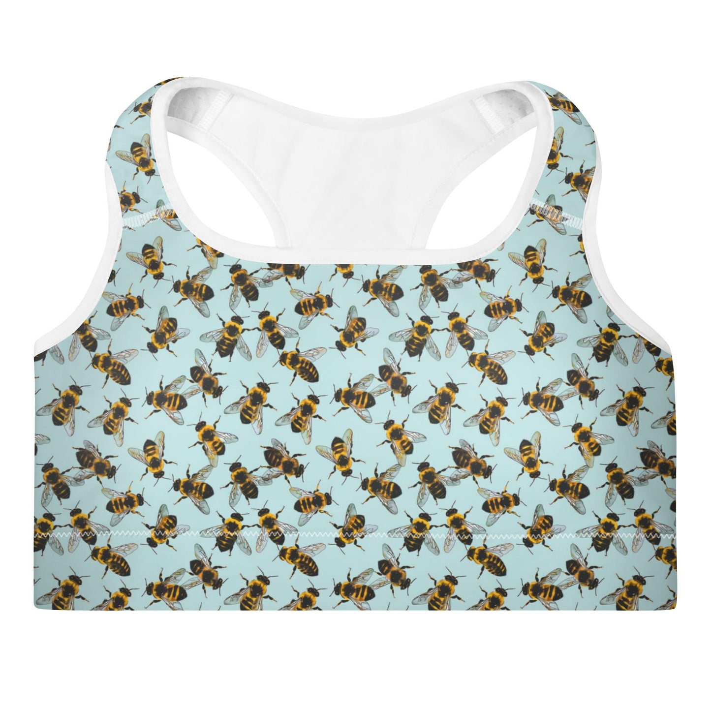 Honey Bee Printed Padded Sports Bra - XS to 2XL - Mooving Merch