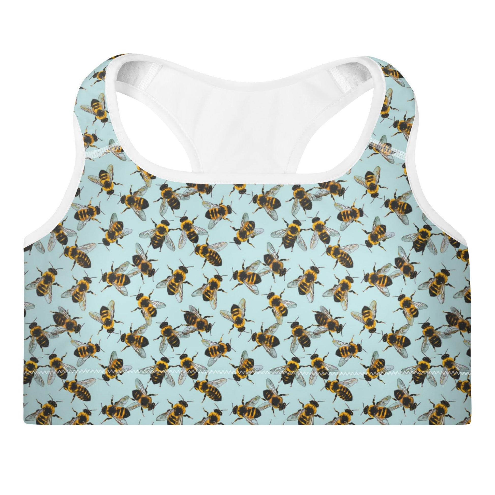Honey Bee Printed Padded Sports Bra - XS to 2XL - Mooving Merch