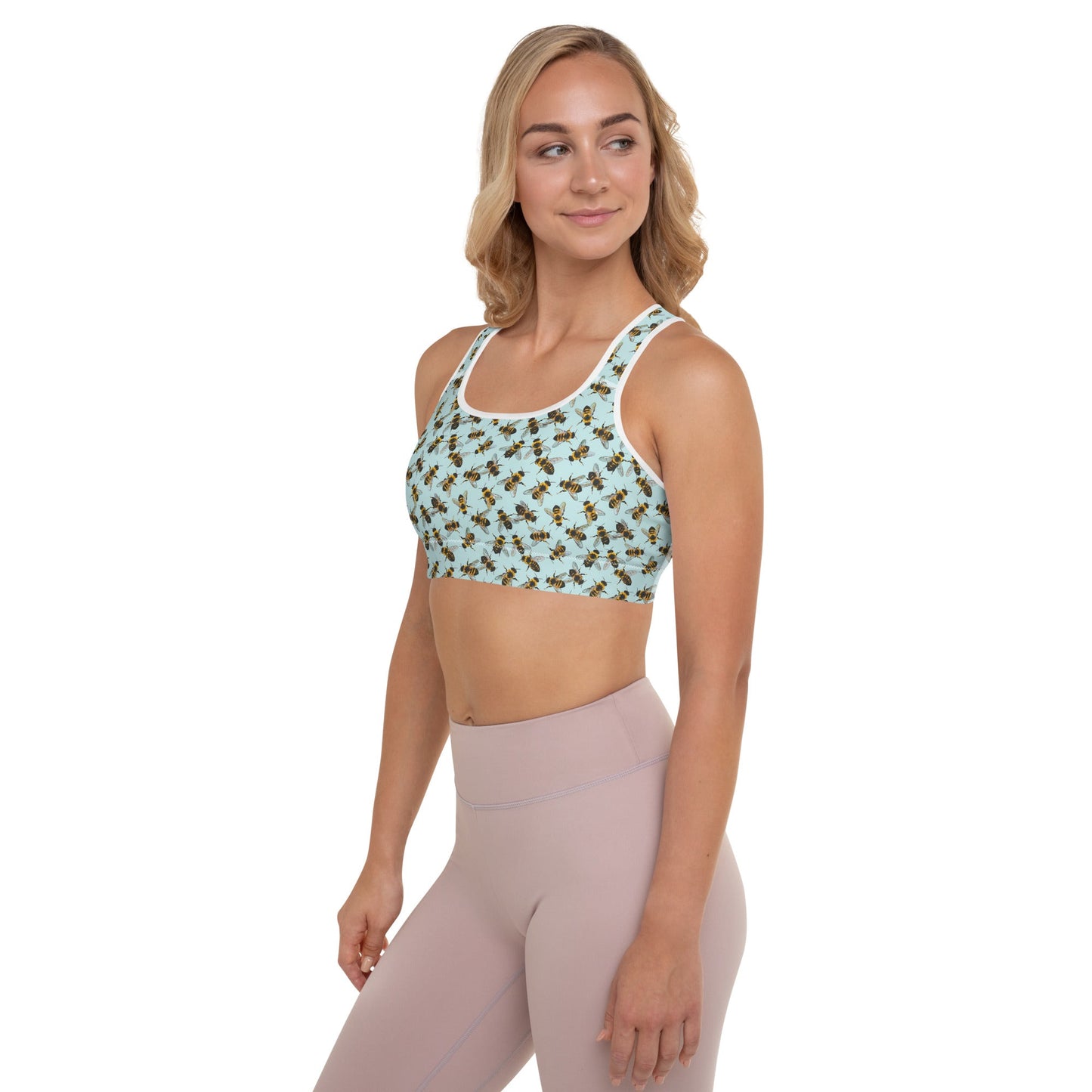 Honey Bee Printed Padded Sports Bra - XS to 2XL - Mooving Merch