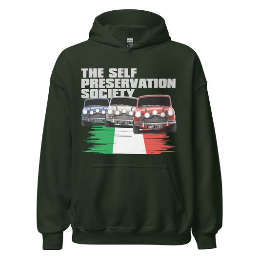 Italian Job 'Self Preservation Society' Movie Print Hoodie - 8 Colours - Unisex - Mooving Merch