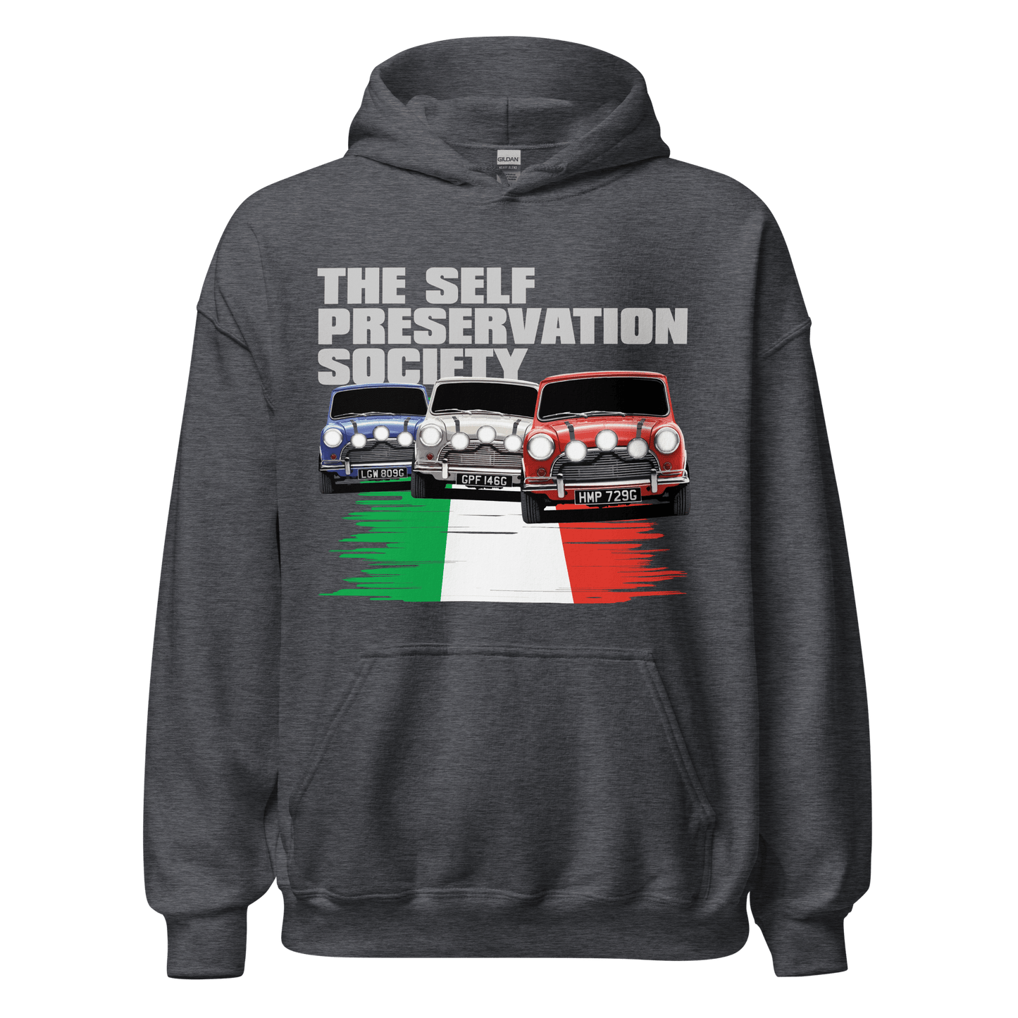 Italian Job 'Self Preservation Society' Movie Print Hoodie - 8 Colours - Unisex - Mooving Merch