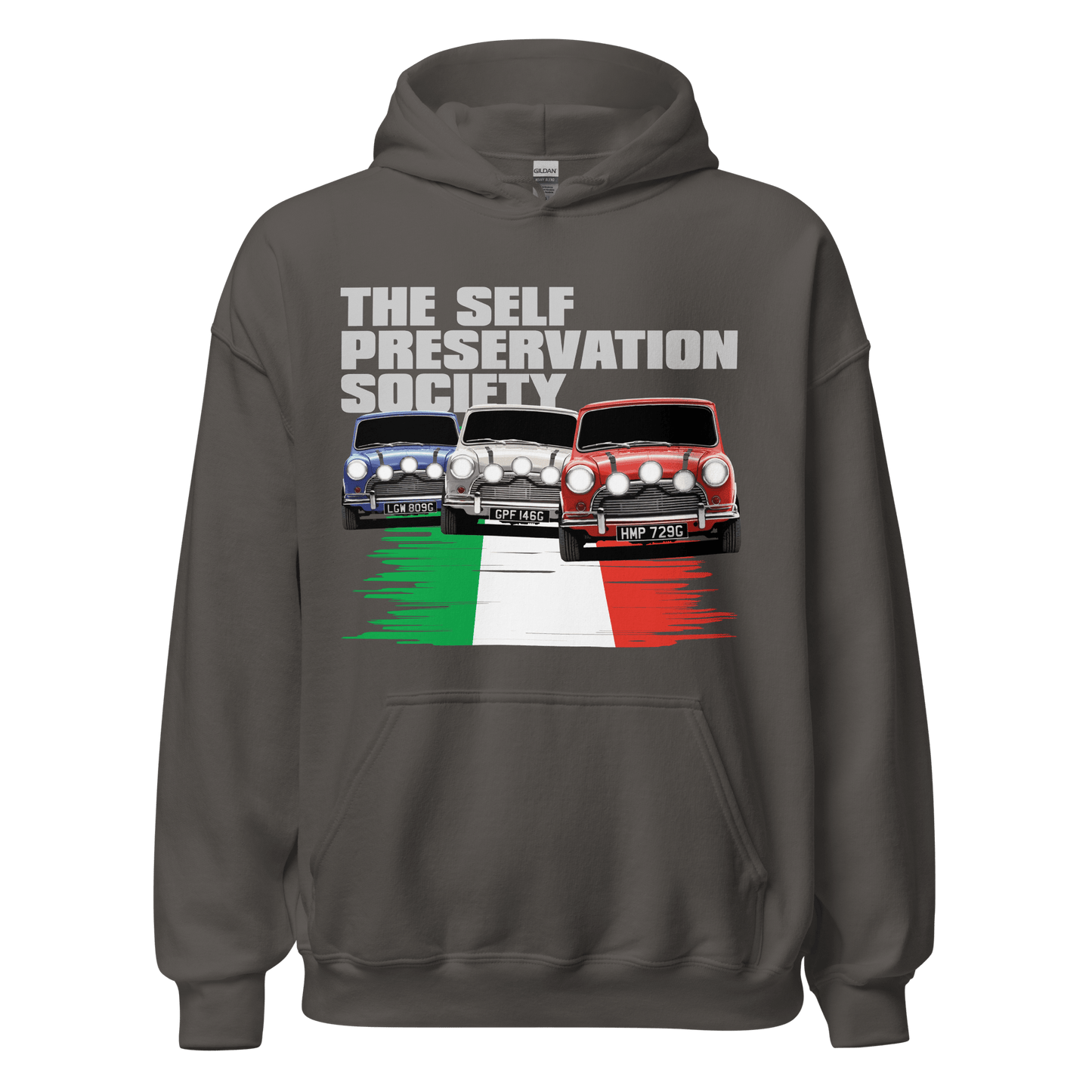 Italian Job 'Self Preservation Society' Movie Print Hoodie - 8 Colours - Unisex - Mooving Merch
