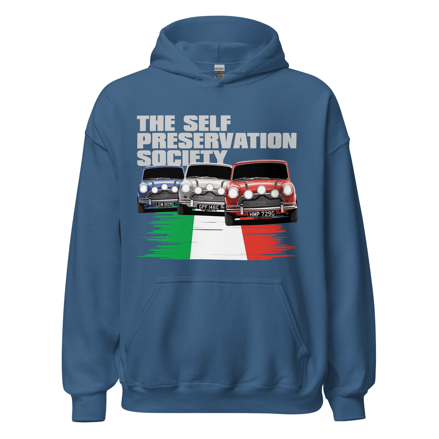Italian Job 'Self Preservation Society' Movie Print Hoodie - 8 Colours - Unisex - Mooving Merch