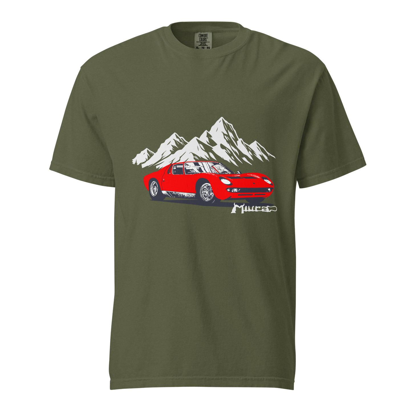 Lamborghini Miura SV Garment Dyed Heavyweight T-Shirt - Unisex - Mooving Merch