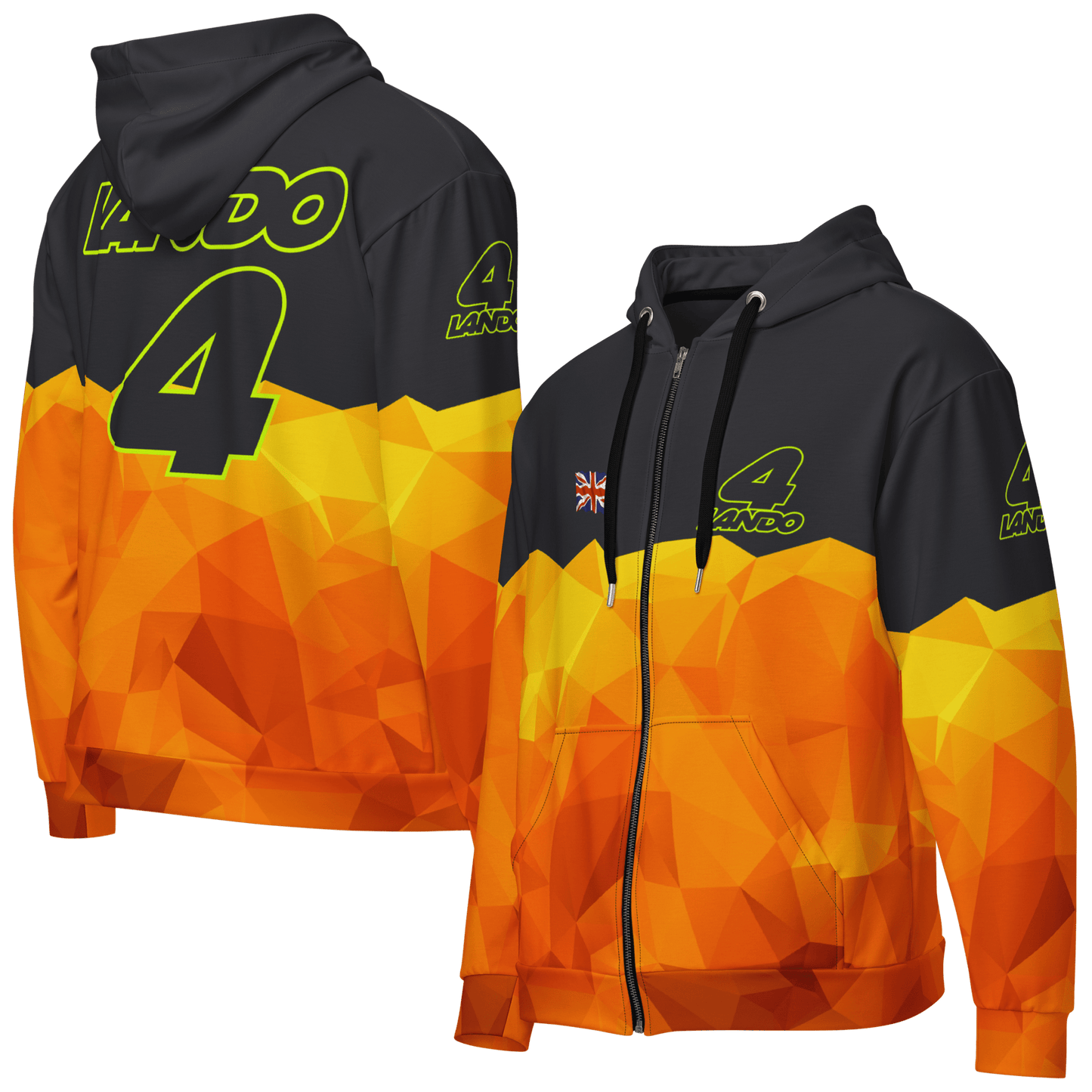 Lando Norris 4 Racing Team Zipped Hoodie - Unisex 2XS to 6XL - Mooving Merch