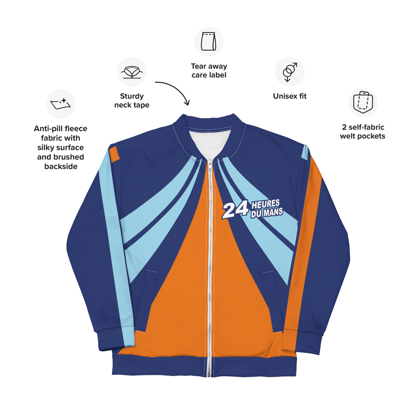 Le Mans 24hr Race Bomber Jacket - Gulf Colours - XS to 3XL - Mooving Merch