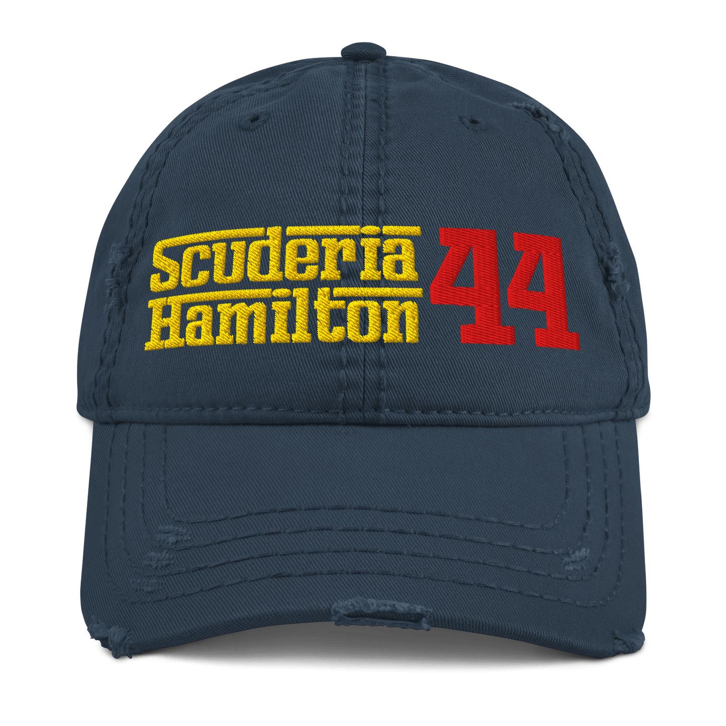 Lewis Hamilton Scuderia 44 Distressed Embroidered Baseball Cap - 3 Colours - One Size - Mooving Merch