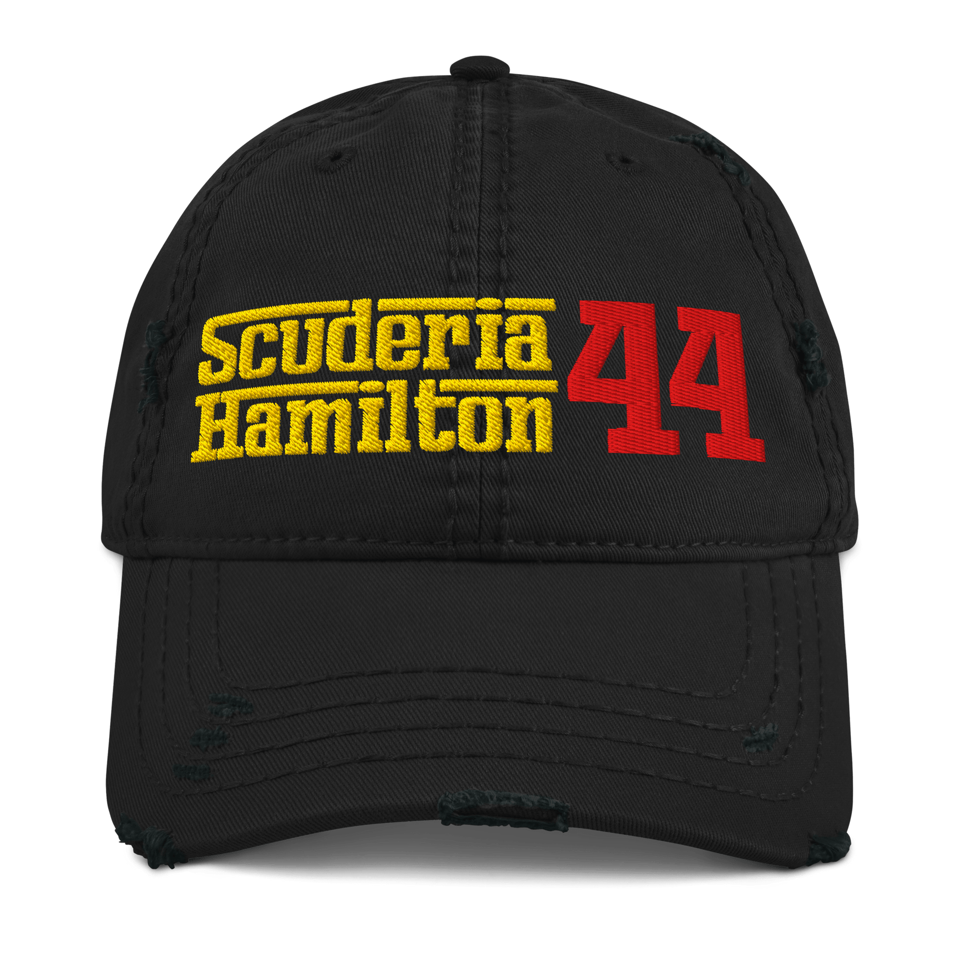 Lewis Hamilton Scuderia 44 Distressed Embroidered Baseball Cap - 3 Colours - One Size - Mooving Merch
