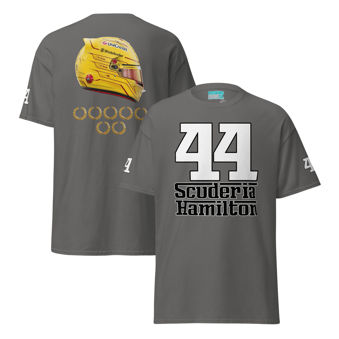 Lewis Hamilton Scuderia 44 Racing 7x WDC Celebration T-Shirt - Unisex - Mooving Merch